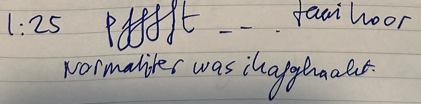 Handwritten note: Remarking that it is tough material and the maker normally would have quit watching